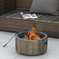 Outsunny 18" Metal Outdoor Fire Pit Wood Burning Fire Bowl with Spark Cover, Poker for Patio, Picnic, Backyard, Dark Brown