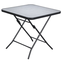 Outsunny 30" Square Outdoor Dining Table, Foldable Patio Table with Umbrella Hole, Water-Grain Glass Top Coffee Table for Balcony, Poolside, Black