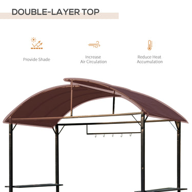 Outsunny 8x4ft BBQ Gazebo Tent Metal Frame Arch Canopy Garden Sunshade Portable Shelter Backyard with Side Shelf Coffee