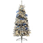 HOMCOM 5ft Prelit Artificial Christmas Tree with Blue Ornaments, Flocked Christmas Tree with LED Lights for Holiday