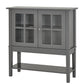 HOMCOM Modern Sideboard Buffet Cabinet Wood Console Table with Glass Doors Kitchen Dining Room Furniture White