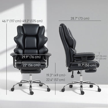 HOMCOM Big and Tall Office Chair, 400 lbs Overstuffed Desk Chair with Spring Cushion, Shaped Foam, PU Leather