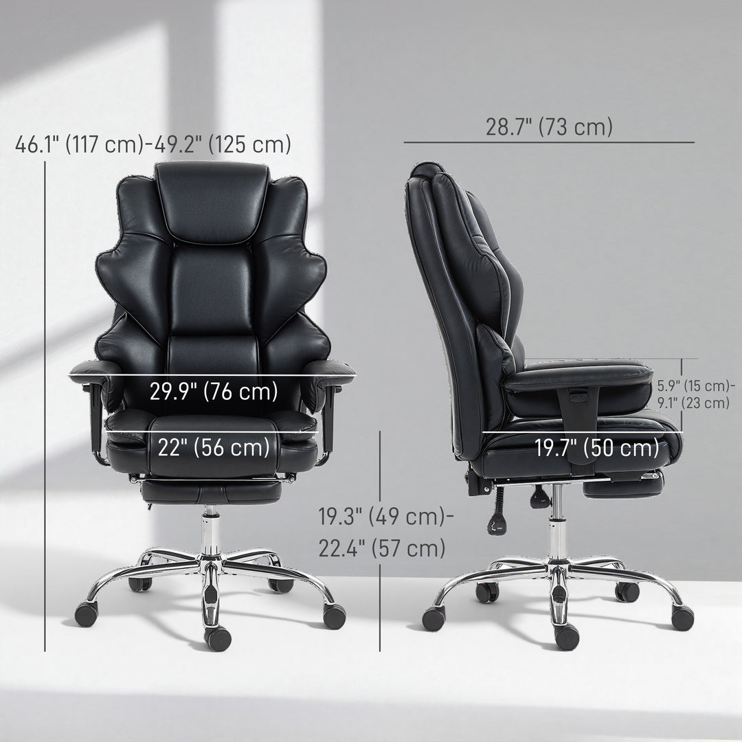 HOMCOM Big and Tall Office Chair, 400 lbs Overstuffed Desk Chair with Spring Cushion, Shaped Foam, PU Leather