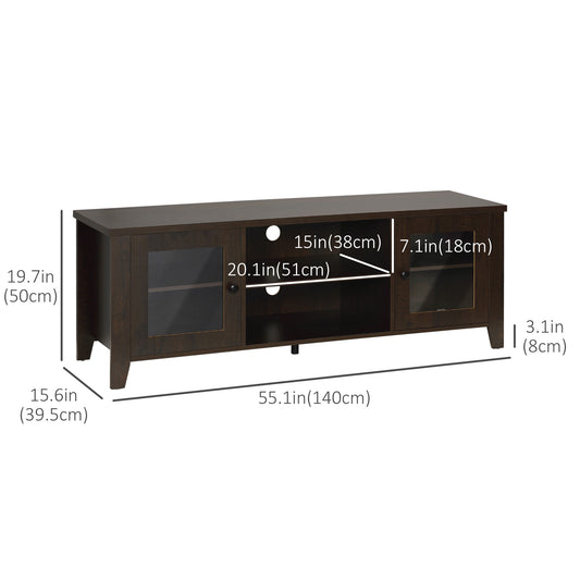 HOMCOM Fireplace TV Stand for TVs up to 60 inches, Wood TV Cabinet w/ Storage Doors or Living Room, Office, Coffee