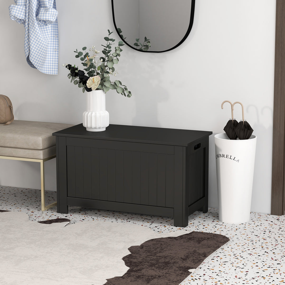 HOMCOM Large Storage Box Storage Trunk Cabinet Container with Lid and 2 Safety Hinges, White