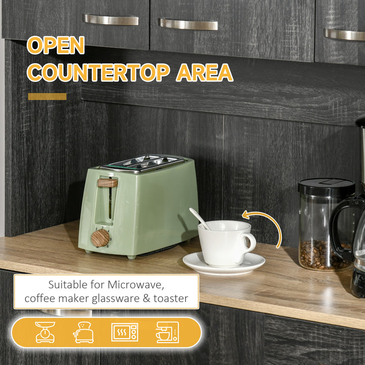 HOMCOM 71" Modern Buffet with Hutch, Standing Kitchen Hutch with Storage Cabinets, Drawer, Open Space with Microwave Stand, White