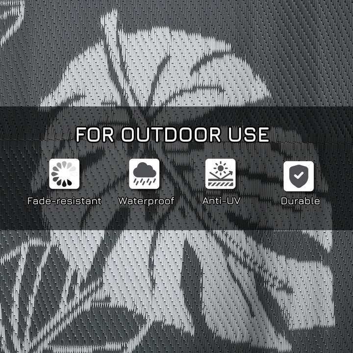 Outsunny Reversible Outdoor RV Rug, Patio Floor Mat, 6' x 9' Plastic Rug for Backyard, Deck, Beach, Camping, Grey and White