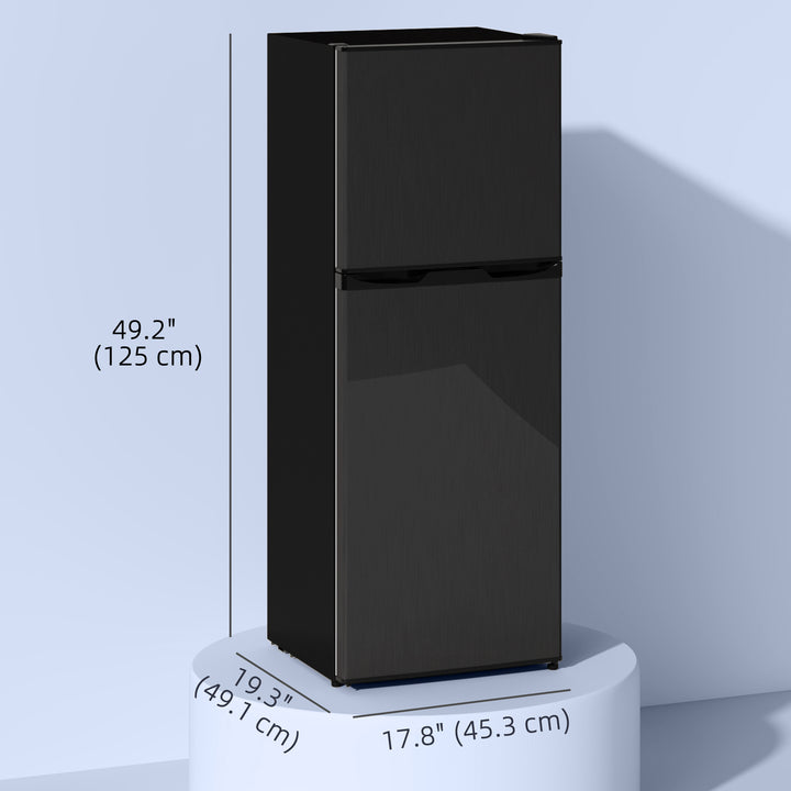 HOMCOM Double Door Mini Fridge with Freezer, 4.6 Cu.Ft Small Refrigerator with Thermostat, Shelves, Reversible Door, Silver