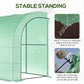 Outsunny Walk-in Wall Lean-to Greenhouse, 10' x 5' x 7' Outdoor Gardening Green House with PE Cover, Windows, Shelves and 2 Zipper Doors, Green
