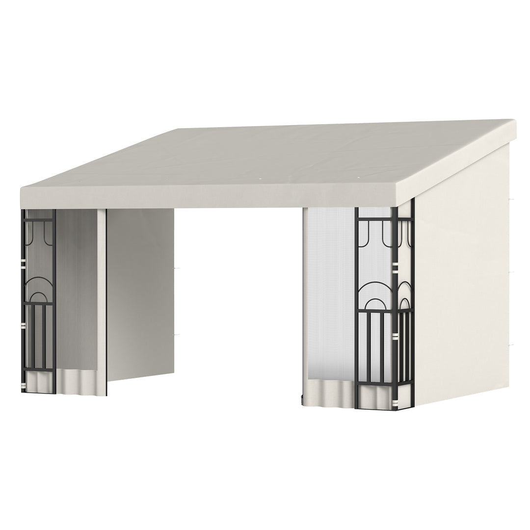 Outsunny 10' x 13' Wall Pergola, Outdoor Gazebo with 2 Curtains and 2 Nettings, UV Resistant, for Patio, Deck, Dark Grey