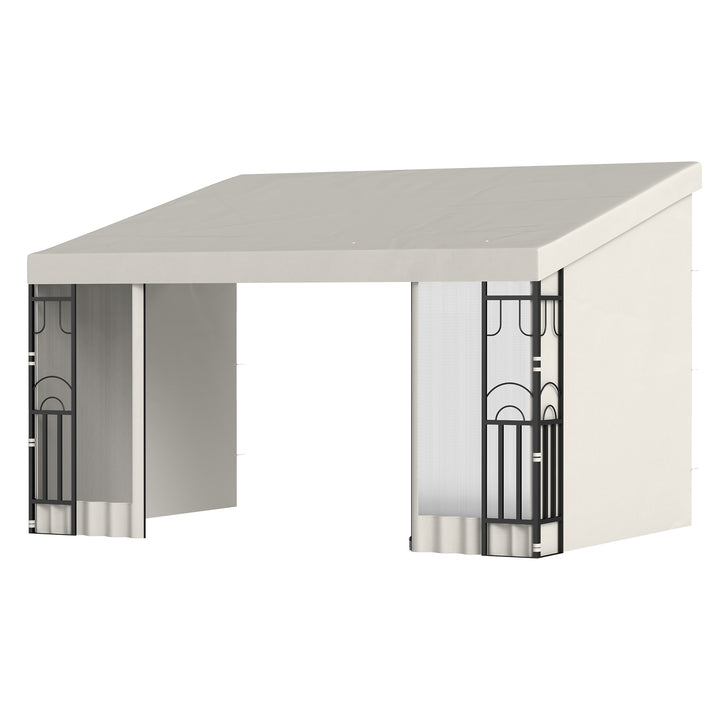 Outsunny 10' x 13' Wall Pergola, Outdoor Gazebo with 2 Curtains and 2 Nettings, UV Resistant, for Patio, Deck, Dark Grey