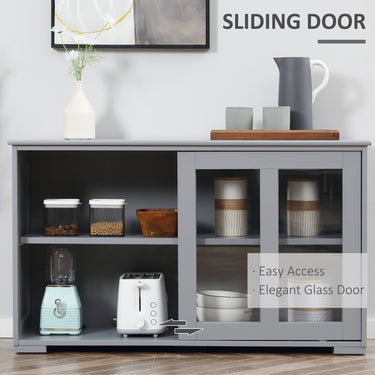 HOMCOM Kitchen Sideboard, Stackable Storage Cabinet, Sliding Glass Door Console, Serving Buffet for Kitchen & Dining Room