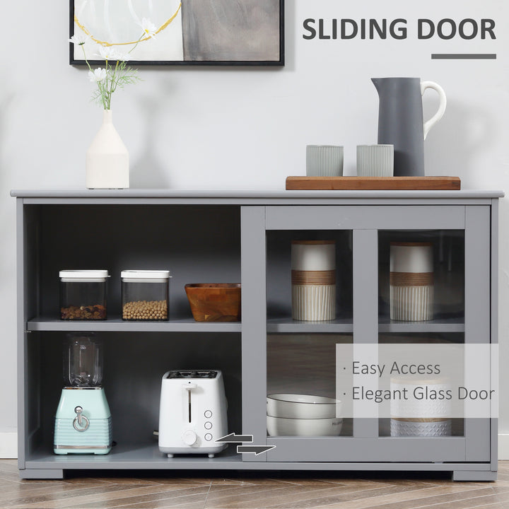 HOMCOM Kitchen Sideboard, Stackable Storage Cabinet, Sliding Glass Door Console, Serving Buffet for Kitchen & Dining Room
