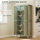 HOMCOM 69.5" Tall Kitchen Pantry Storage Cabinet with Motion Sensor LED Light, Modern Kitchen Pantry Cabinet, Green