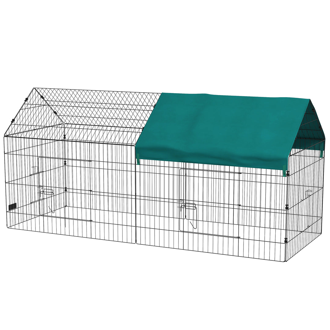 PawHut 87" Small Animal Cage with Roof, Indoor/Outdoor Use,  for Chicken, Rabbits, Chinchillas, Green