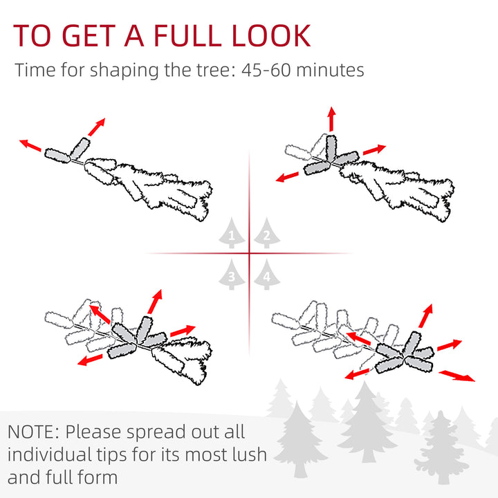 HOMCOM 7ft Flocked Blue Christmas Tree, Artificial Christmas Tree with Hinged Design, Faux Snow, for Home Office Holiday Xmas