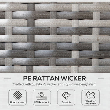 Outsunny 3 Pieces Wicker Patio Furniture Set, Rattan Bistro Set with Coffee Table and Cushions, Outdoor Conversation Set for Garden, Porch, Balcony, Blue