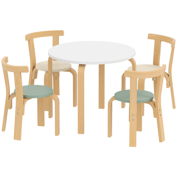 Qaba Wooden Kids Table and Chairs Set, Toddler Table and Chairs Set for 3-8 Years, Green