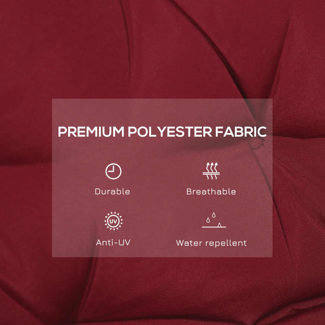 Outsunny Porch Swing Cushion Garden Bench Cushion with Backrest, Non-Slip 2-seater Soft Pad, Swing Chair Mat Replacement for Indoor and Outdoor, 39.4" x 38.6", Wine Red