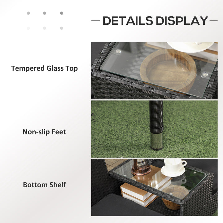 Outsunny Patio Furniture w/ Mid-Table PE Rattan Loveseat w/ Cushion, Cream White