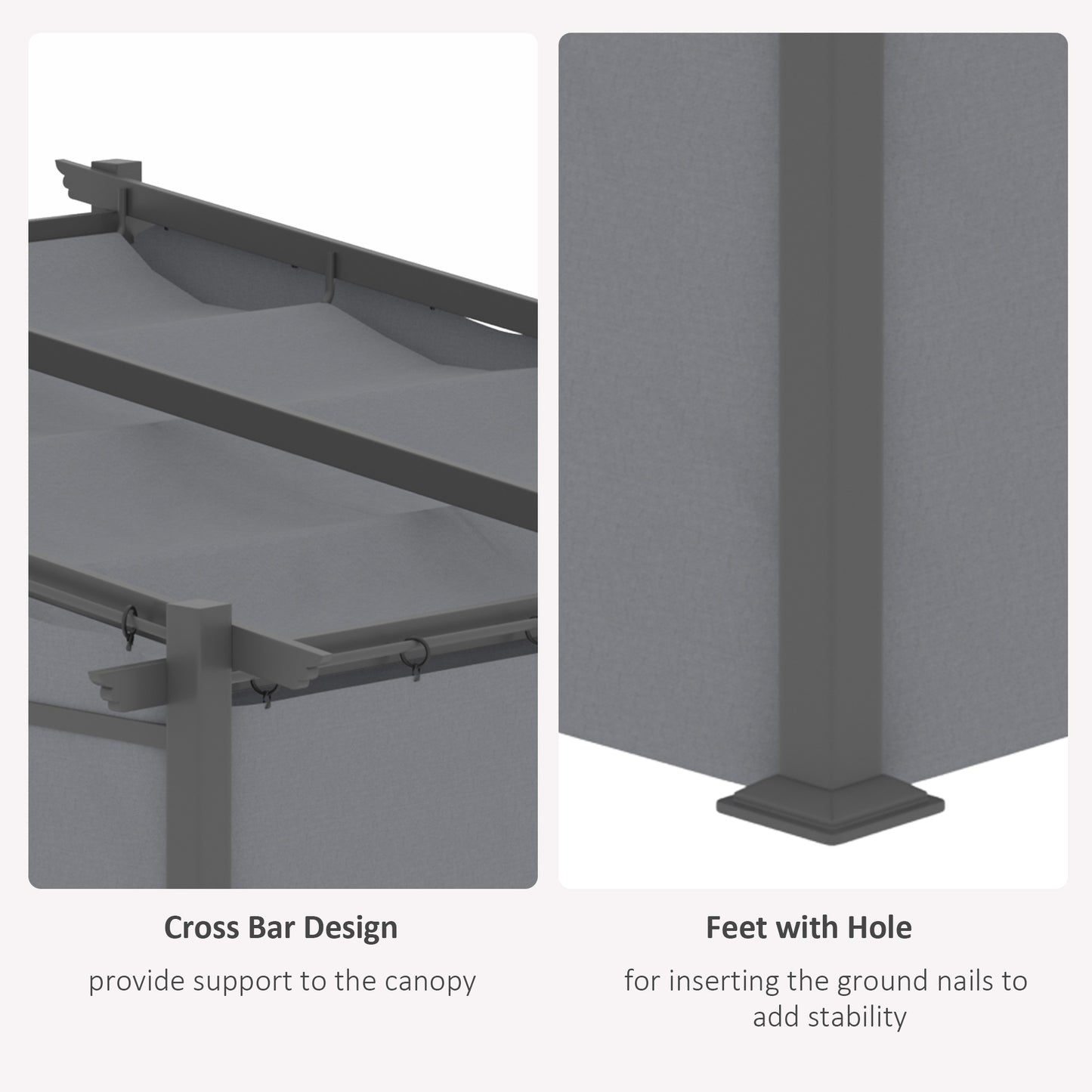 Outsunny Metal Pergola with Sliding Roof Canopy, Retractable Pergola Canopy, 10' x 10', Dark Grey