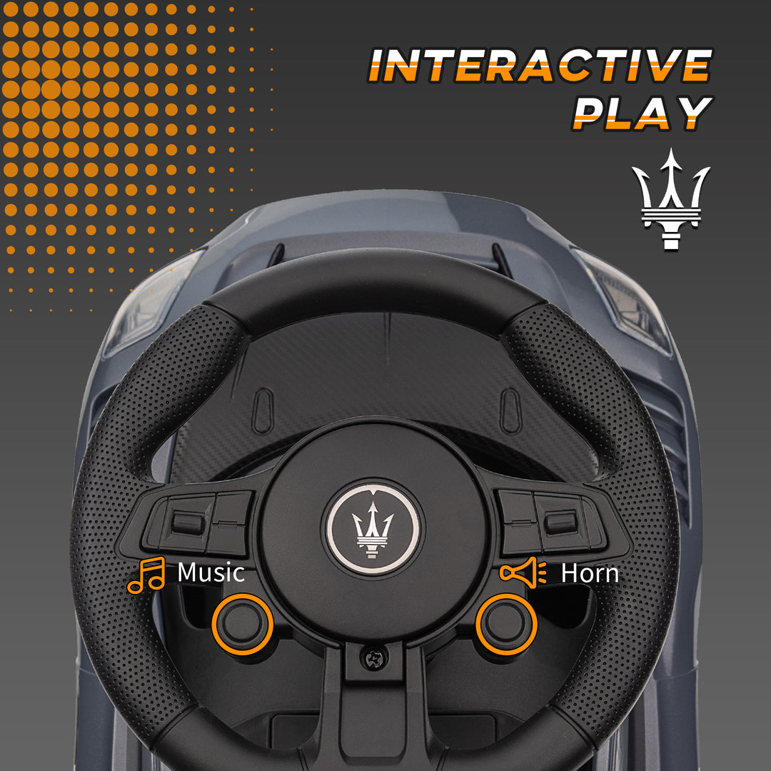 Qaba Licensed Maserati GT2 Baby Sliding Car with Storage, Music, Horn, Foot to Floor Toddler Car for 18-60 Months, Pink