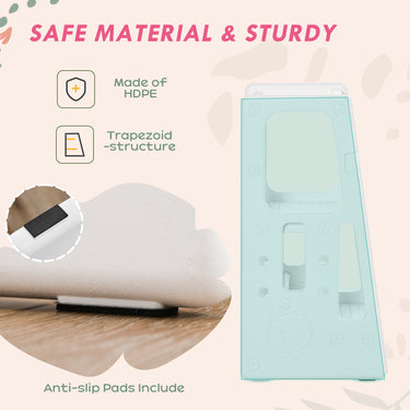 Qaba Toddler Kitchen Helper 2 Step Stool with Adjustable Height Platform and Safety Rail, White