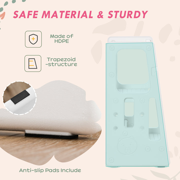 Qaba Toddler Kitchen Helper 2 Step Stool with Adjustable Height Platform and Safety Rail, White