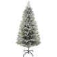 HOMCOM 7.5 Feet Pencil Snow Flocked Artificial Christmas Tree with 880 Realistic Cypress Branches, Auto Open, Green