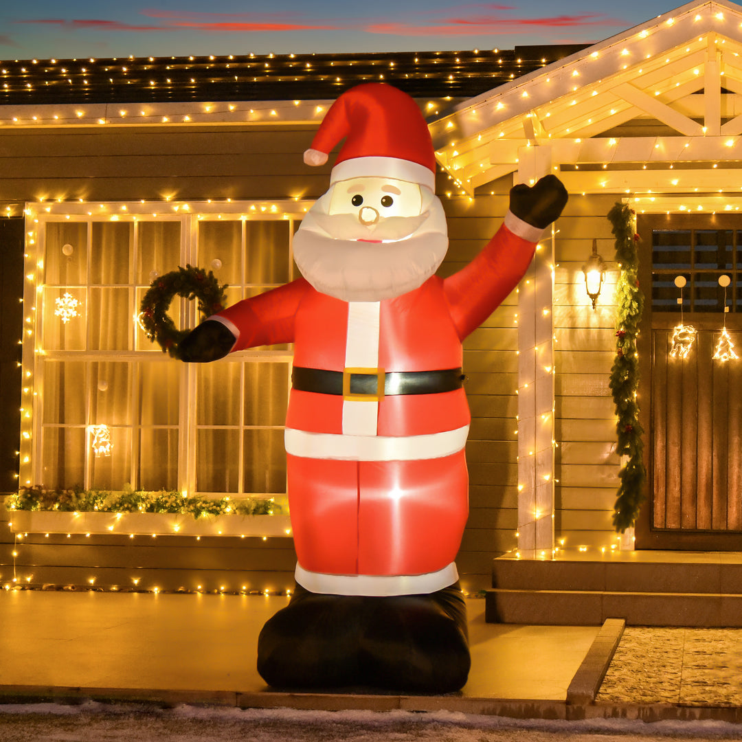 HOMCOM 8ft Inflatable Christmas Santa Claus Waving Hands, Blow-Up Outdoor LED Yard Display for Lawn Garden Party