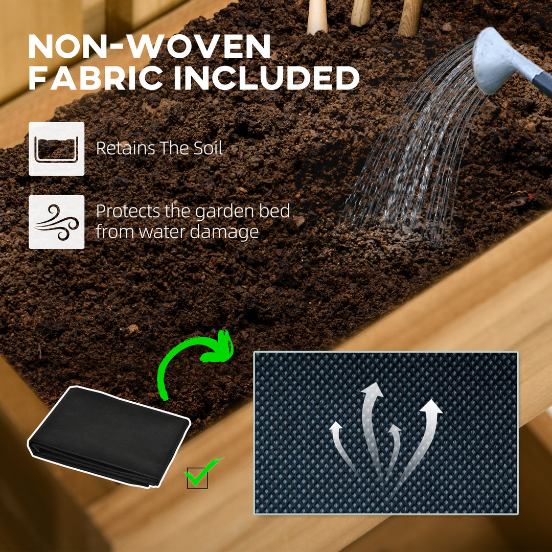 Outsunny 3 Box Raised Garden Bed with Trellis, Wall-Mounted Wood Planter Box Set with Drainage Hole for Flowers, Climbing Plants