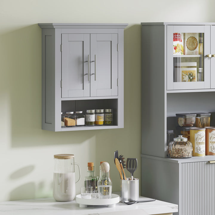 kleankin Bathroom Wall Cabinet, Medicine Cabinet, Toilet Storage Cabinet with Shelf for Living Room and Entryway, White