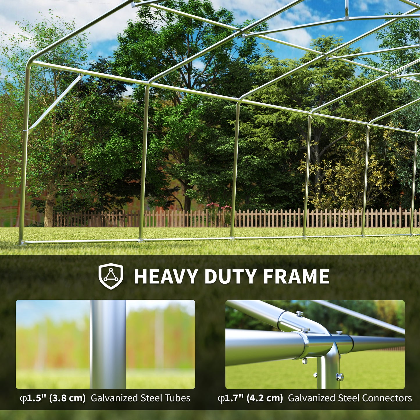Outsunny 32'x16' Large Patio Gazebo, Steel Party Event Wedding Tent Canopy Carport Garage W/ 4 Removable Sidewalls for Outdoor Parking, White