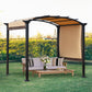 Outsunny 10' x 8' Outdoor Retractable Canopy Pergola Steel Frame Patio Pergola Shelter Sun Shade with Arc Roof, Beige