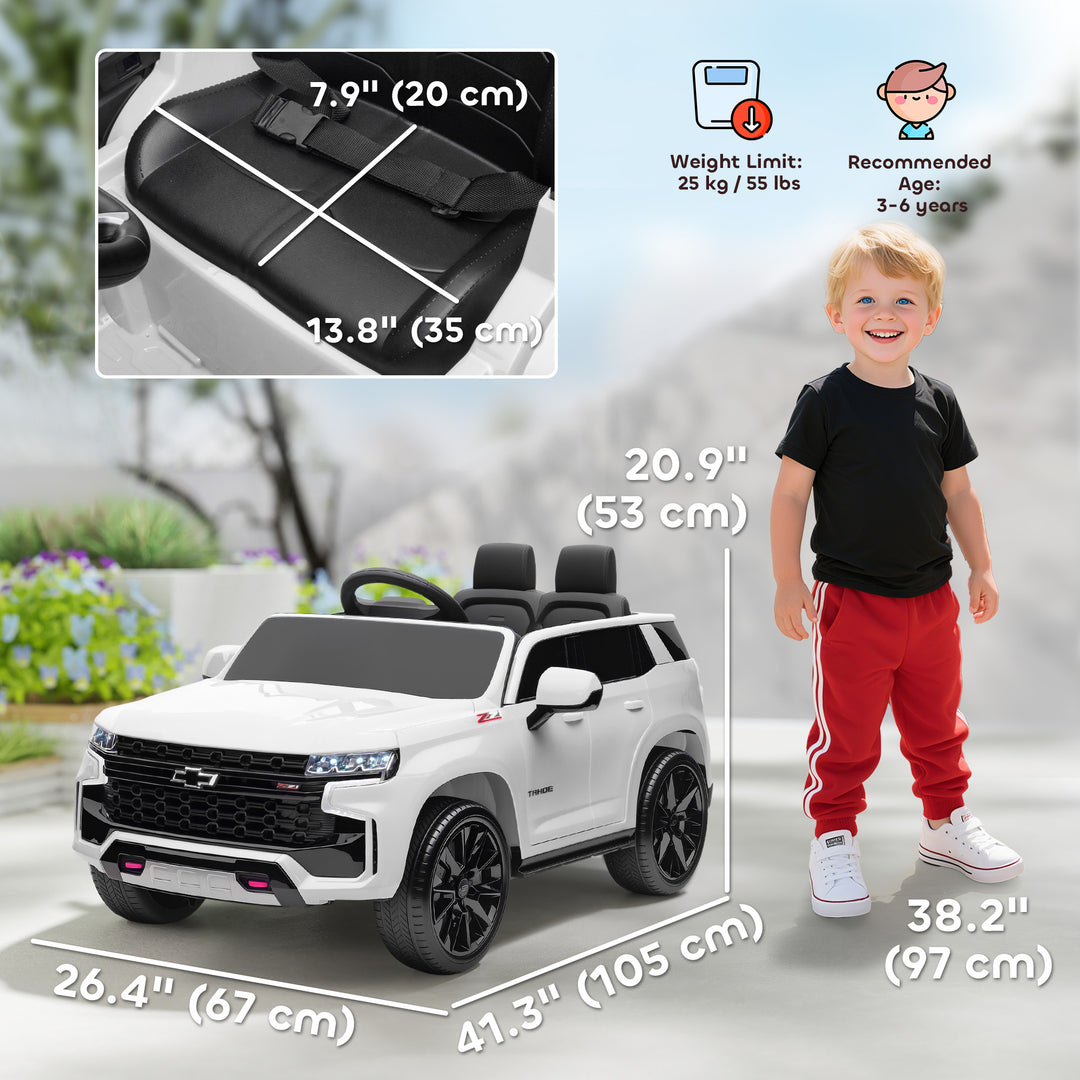 Aosom Licensed Chevrolet Tahoe Kids Ride on Car, 12V 7AH Toddler Electric Car with Parent Remote Control, 3 Speeds, Spring Suspension, LED Light, Horn, Music, Black