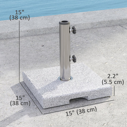 Outsunny Square Patio Umbrella Base, Outdoor Umbrella Stand with Handles 2 Adjustable Knobs, Heavy Duty Patio Umbrella Stand for Garden Deck Poolside, Grey