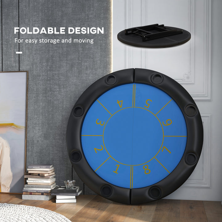 Soozier Foldable Poker Table Blackjack Texas Holdem Poker Game Table with Cup Holders, 47" Round, Black