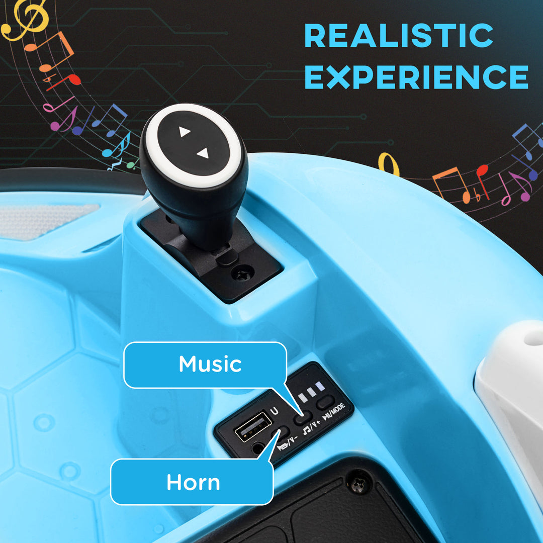 Qaba 12V Bumper Car for Toddlers, Ride On Car with 360 Degree Remote Control, Lights Music Horn, for 1.5-5 Years, Pink