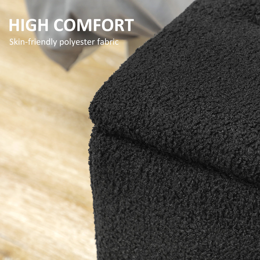 HOMCOM Modern Storage Bench, Ottoman with Storage and Teddy Velvet Upholstery for Living Room, Bedroom, Blue