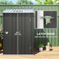 Outsunny 3.3' x 3.4' Lean-to Garden Storage Shed, Outdoor Galvanized Steel Tool House with Lockable Door for Patio Dark Gray