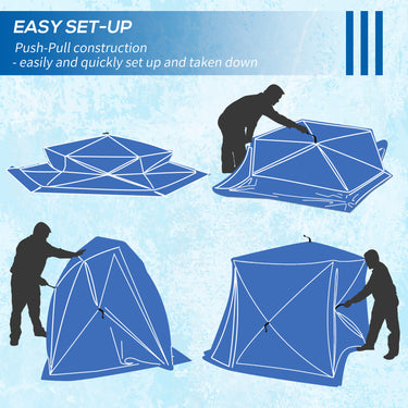 Outsunny 4 Person Insulated Ice Fishing Shelter, Pop-Up Portable Ice Fishing Tent with Carry Bag and Two Doors for -22℉, Black