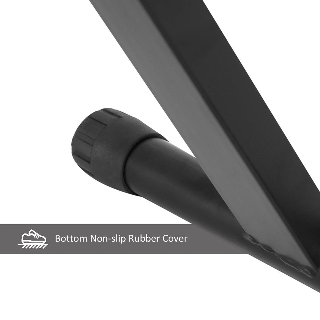 HOMCOM Adjustable Piano Bench, X-Style Folding Piano Stool with Padded Seat, Non-Slip Rubber Feet, Keyboard Chair, Black