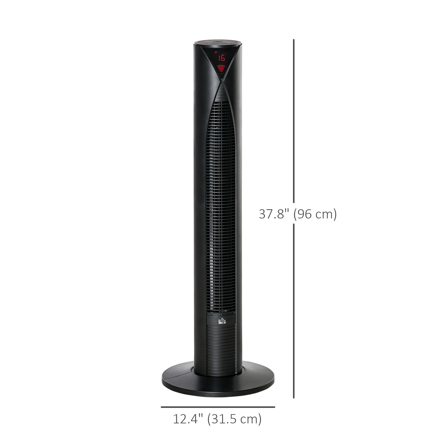 HOMCOM Freestanding Tower Fan Cooling for Home Bedroom with 3 Speed, 12h Timer, Oscillating, LED Sensor Panel, Remote Controller, White