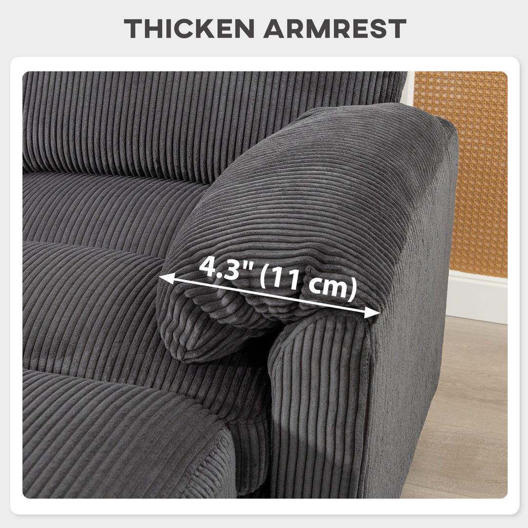 HOMCOM Modular Sectional Sofa, Oversized U-Shaped Couch with Spring Cushion, Corduroy Sofa for Living Room, Charcoal Grey