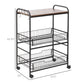 HOMCOM Rolling Kitchen Cart, 3-Tier Utility Storage Cart with 2 Basket Drawers & Side Hooks, Lockable Casters for Dining Room
