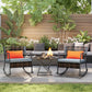 Outsunny 3 Pieces Rocking Bistro Set, Wicker Patio Furniture Set with Cushions and Glass Table for Porch, Balcony, Grey
