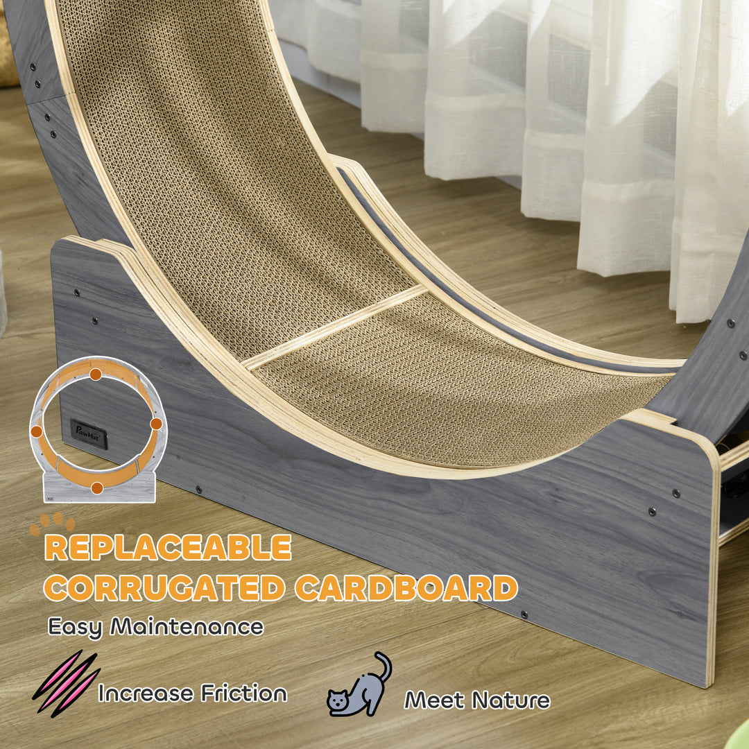 PawHut 36" Cat Wheel for Indoor Cats with Brake, Scratching Pads, Oak