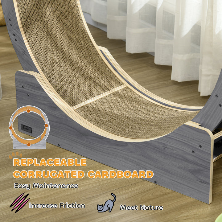 PawHut 36" Cat Wheel for Indoor Cats with Brake, Scratching Pads, Oak