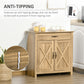 HOMCOM Farmhouse Sideboard Buffet Cabinet, Storage Cabinet with Barn Doors, Distressed Brown