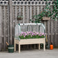 Outsunny Raised Garden Bed with PE Greenhouse Cover Outdoor Elevated Wood Planter Box for Herbs and Vegetables, Use for Patio, Backyard, Balcony, 48 x 22 x 46 inch, Natural